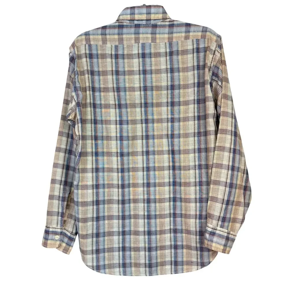 Levi's Plaid Button Up Long Sleeve Shirt 1970 Vintage Medium Cotton Western